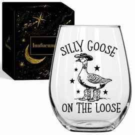 Silly Goose on The Loose Wine Glass, Funny Western Gift for Best Friend Bestie Student Teacher, Birthday Graduation Christmas Wine Gifts for Farm Girls, Cute Goose Mother’s Day Gifts for Mom 15OZ