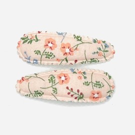 House of Isla 2pcs 5.5cm fabric snap hair clip accessories. Cloth wrapped elegant stylish floral pattern barrettes. Baby toddler children teens girls women stocking fillers gift. (Anna Lee)