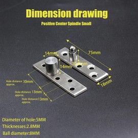 2 Pcs Eccentric Pivot Hinges 360 Degree Door Pivot Hinge Stainless Steel Hidden Hinges Concealed Rotating Door Hinge for Door Window Cabinet (75mmx18mm)