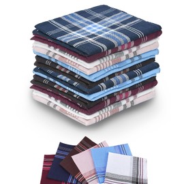 12 Pack Cotton Men's Handkerchiefs,Premium Soft Gents Checkered Hankies Set,Diverse Color Stripe Checkered Pattern Pocket Square Handkerchief,Soft Gents Hankies Set for Grooms,Prom,Celebration,Party