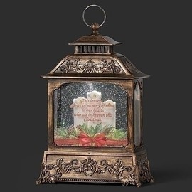 Roman Lighted Swirl Memorial Lantern, 12-inch Height, Christmas Decoration
