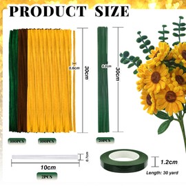TOAOB 200pcs Pipe Cleaners Craft Flower Supplies DIY Sunflowers Bouquets Making Kit Chenille Stems Artificial Flowers Craft Kit for DIY Art and Crafts Party Wedding Home Decorations