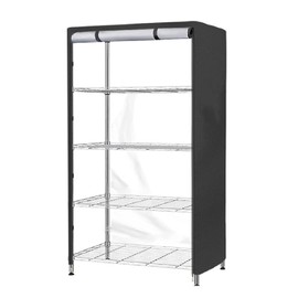 Wire Shelf Cover, 210D Heavy Duty Waterproof Dustproof Storge Shelving Unit Cover 36x18x72 Inch Outdoor Wire Rack Cover with Zip and Hook for Wire Shelving, Black Cover Only
