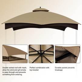 COOSHADE Gazebo Replacement Canopy Top for Lowe's Allen Roth #GF-12S004B-1(Beige)