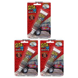 Flex Glue, Mini, White, 3-Pack, Super Strong, Rubberized Waterproof Adhesive, Works Underwater, Use On Pools, Showers, Outdoors, Concrete, Brick, Pavers, Masonry, and UV Resistant