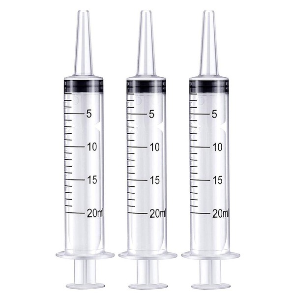 Haimai 20ml Syringe, for Scientific Labs, Feeding Pets, Liquid Measurement and Dispensing, 3 Pack