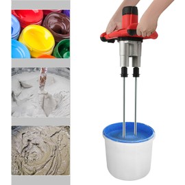2800W Paint and Mortar Stirrer, 110V 60Hz Handheld Double Paddle Mortar Mixer, 6-Speed Adjustable Concrete Mixer Stirring Tool for Stirring Plaster Mortar Paint Cement Grout