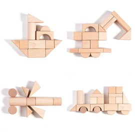 100PCS Wooden Building Blocks Toy Set for Kids Construction Stacking Toy for Boys and Girls