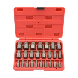 NEIKO 04204A Hex-Head Multispline Screw and Bolt Extractor Set, Easy-Out Screw Extraction, Broken Bolt Remover, Stripped Fastener Tool, 1/8 Inch to 7/8 Inch in 1/32-Inch Increments, CrMo, 25 Pieces