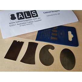 ALS Mini Cabinet Scraper Set of 4 with Instructions - for Woodwork & Guitar Making - Scrapers Made in Sheffield England - Instructions by Australian Luthier Supplies