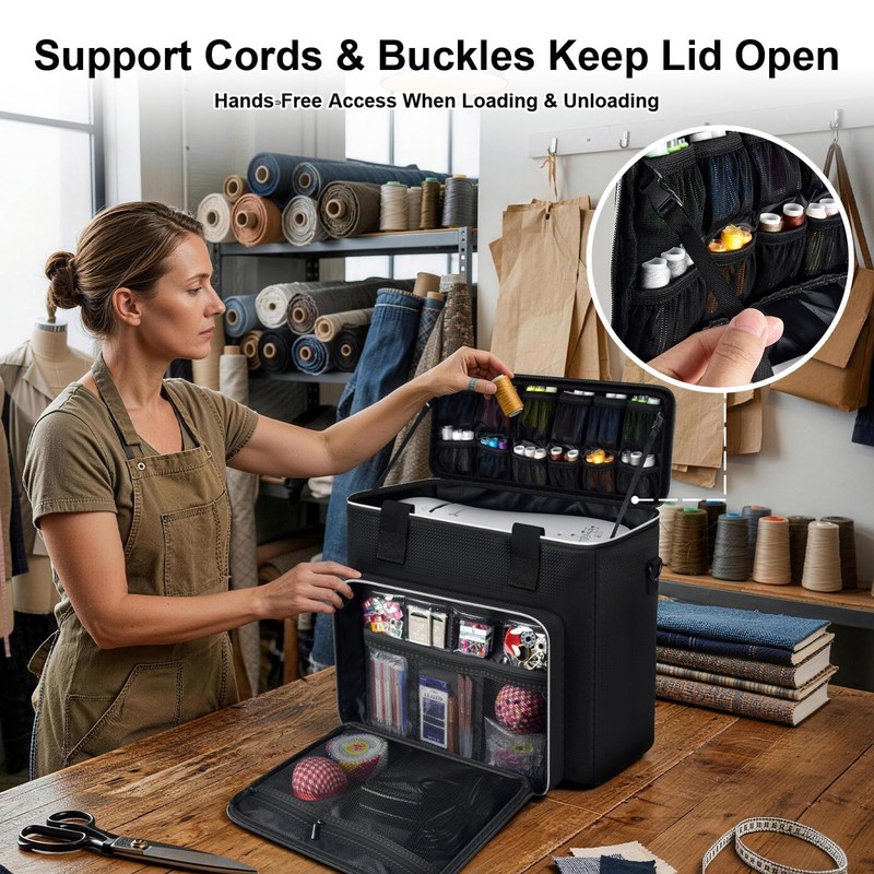 Steadtep 2-in-1 Sewing Machine Carrying Case with Removable Top Cover