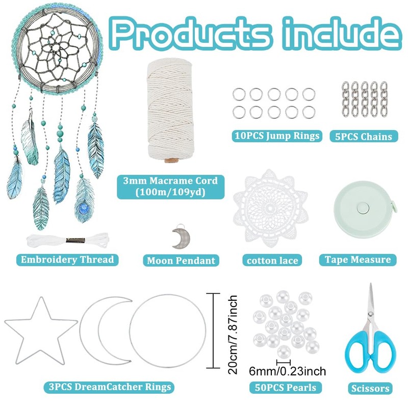 FREEBLOSS 3 Set Moon and Star Macrame Kit Star Moon