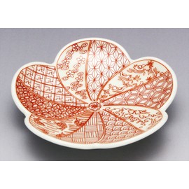 Arita Pottery 97132 Koraku Kiln Bean Plate Small Plate, Diameter Approx. 3.5 inches (9 cm), Shozui Kusui Plum Blossom, Silver Color, Welcome to Spring Tableware, Made in Japan