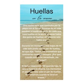 100 Bulk Count of Spanish Version Footprints In The Sand Poem Gifts - Huellas en la arena - Pocket Prayer Card - Christian Bookmarks - Wallet Cards - Church Giveaways - Prayer Groups - Evangelism