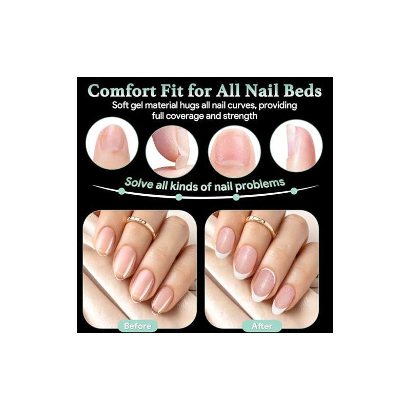 LEYKOSH-Puntas de uñas ovaladas redondas cortas, 216 piezas de uñas