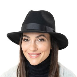 Lipodo New York Traveller Felt Hat Felt hat Wool hat (L/58-59 - Black)