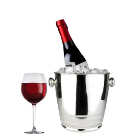 Fonteme Stainless Steel Wine Chiller Bucket – 4-Quart Ice Bucket for Wine Bottles & Champagne – Beverage Cooler for Bar, Parties, Events – Durable Wine Bucket with Handle