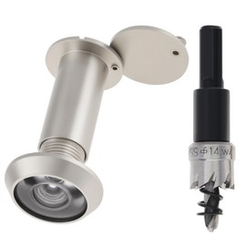 HOJLKLD Door Viewer Peephole, Solid Brass 180 Degree Peephole with 5/9 Inch Drill Bit for 1-3/8" to 2-1/6" Doors, Door Viewer with Privacy Cover for Office Home Hotel (Satin Nickel)