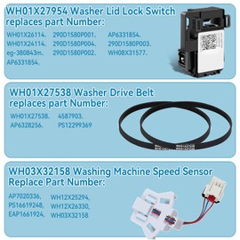 Aepiraza WH03X32158 Washer Speed Sensor WH01X27538 Washer Drive Belt WH01X27954 Lid Lock Switch Compatible with GE Hotpoint Clothes Washing Machine Replaces WH12X25294 AP7020336 PS16619248 EAP16619248