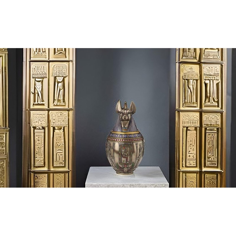 Rare Egyptian Anubis Dog Memorial Urn Canopic Jar