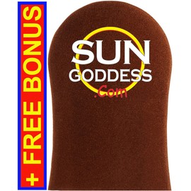 Sun Goddess - Sunless Self Tanning Applicator Mitt + FREE BONUS: (1) Pair of Sunless Self Tanning Applicator Gloves + (1) Sunless Self Tanner Sample - Best Sunless Self Tanning Lotion/Mitt/Gloves