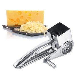 Rotary Cheese Grater, Hand Held Rotating Cheese Grater, Stainless Steel Cheese Shredder, Manual Drum Grater Multifunctional Vegetable Slicer for Cheese Grating, Garlic, Ginger