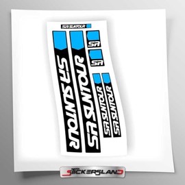 Stickersland Set of 7 Mixed Metal Plastic Stickers for SR Suntour Forks | UV Printed PVC Outdoor Contemporary
