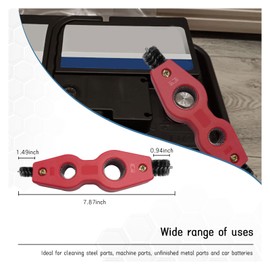 Dickno Car Battery Terminal Cleaning Brush, 4 in 1 Anti-Rust Auto Battery Cleaner with Steel Wire, Universal Vehicle Battery Terminals Machine Parts Cleaning Tool Accessories (Red)