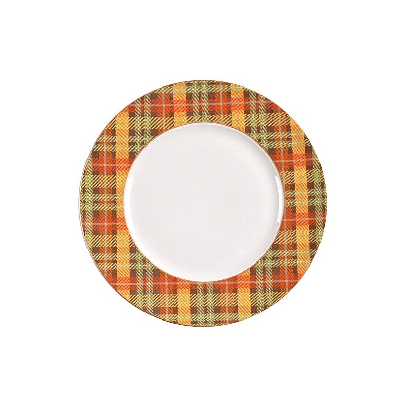 Pier 1 Harvest Plaid Dinner Plate, Caramel