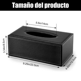 Funda para Caja de Pañuelos, Elegante de Caja de Pañuelos de Rectangular, Dispensador de Pañuelos Faciales para Baño, Cocina, Coche, Encimera, Mesa y Oficina, 9.25 x 4.92 x 3.34 Pulgadas, Negro