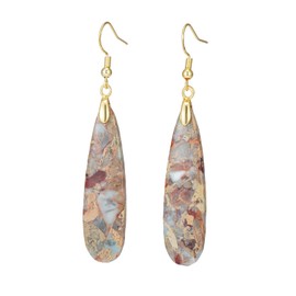 Boho Stone Earrings Natural Agalmatolite Gemstone Drop Charm Dangle Earrings for Women Healing Stone Earrings Jewelry for Lover Friends