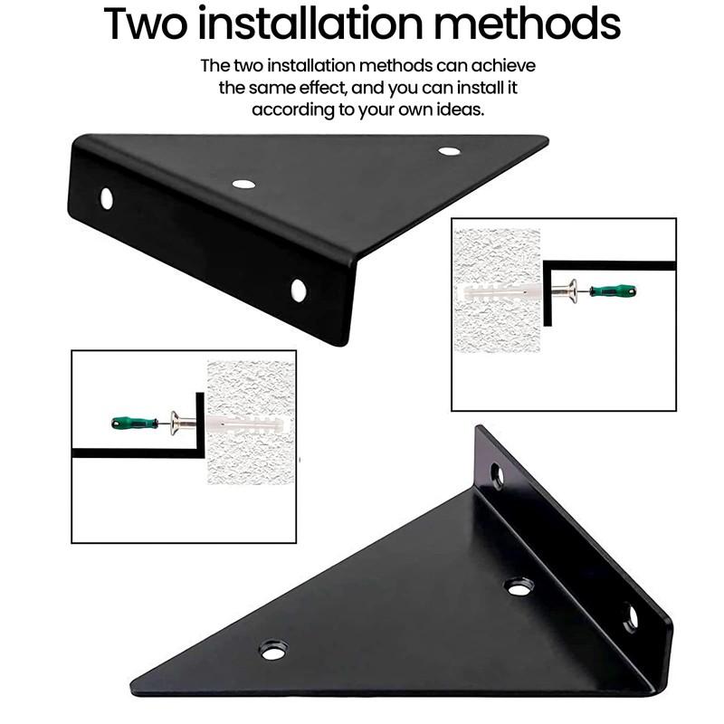 Shelf Brackets, Pack of 4, Triangular Invisible Iron, Heavy Duty,