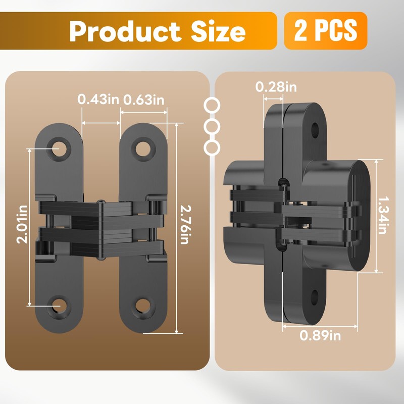 Mdkave Invisible Hinges for Cabinet Doors - Completely Hidden 180°Hinges,Concealed