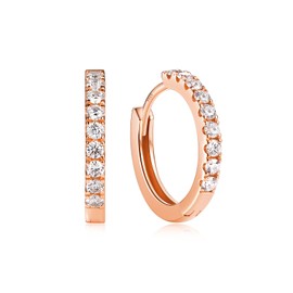 Rose Gold Plated Moissanite Huggie Earrings for Women 925 Sterling Silver Cute Small Mini Hoop Earrings