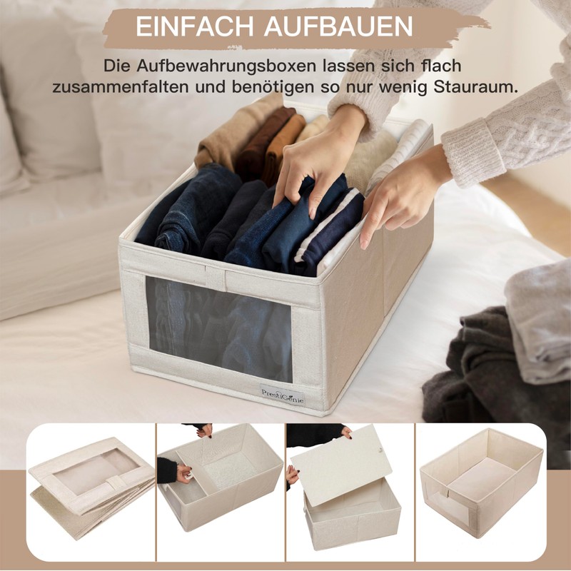 Prestigénie - Clothes Storage Boxes, 2 Pack Canvas Storage Basket