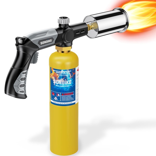 Sondiko Propane Torch with Pre-Filled Cylinder, Powerful Propane Torch Head