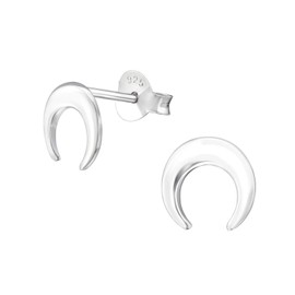 Monkimau Girls' Earrings Half Moon Stud Earrings Made of 925 Sterling Silver, Sterling Silver