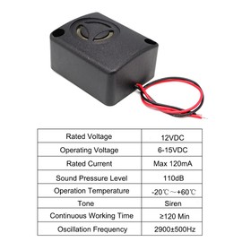 ShangHJ 6 Sets 110dB Electronic Mini Piezo Alarm Siren DC 12V Insurance Anti-Theft High-Decibel Active Buzzer Alarm with 9V Battery Clip Buckle I Type Connector Plastic Hard Shell Black for Car Safes