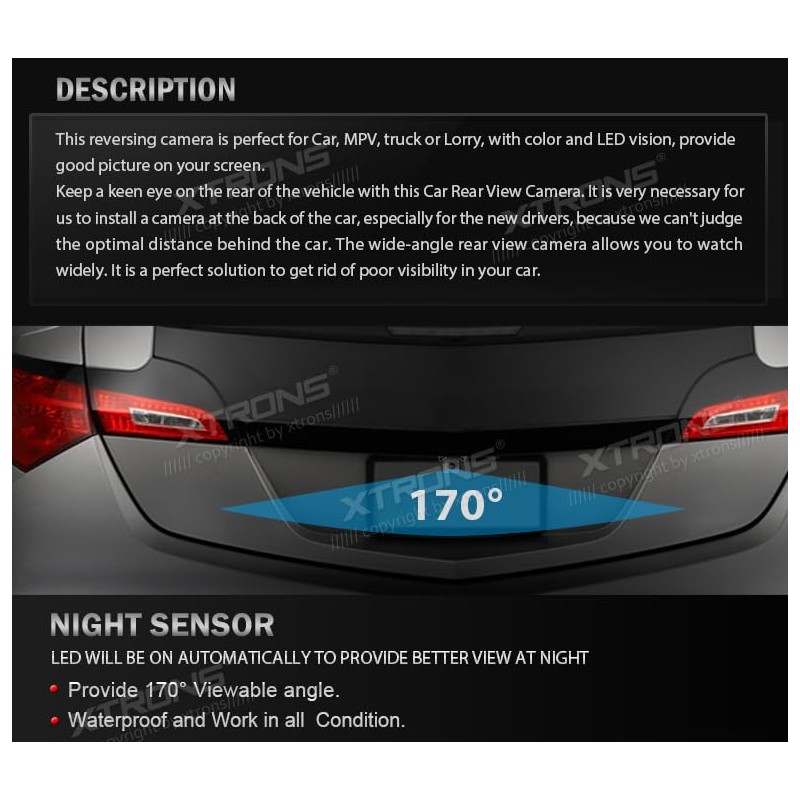 XTRONS Auto Rückkamera Rückfahrsystem Einparkhilfe Rückfahrkamera XTRONS LED Nachtsicht Auto