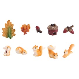 10pcs Squirrel and Pine Cone Figurines, Miniature Squirrel Fairy Plastic Ornaments Mini Decorations Garden Accessories for Fairy Garden Craft Decors