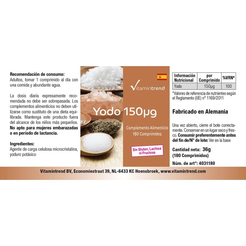 Iodine Tablets 150 mcg 180 Tablets For 6 Months Vegan