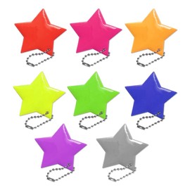 BOOHUQICH Reflector Star Keychain Star Reflector Dog Walking Accident Prevention Running Traffic Safety for Kids Adults 8 Colors 8 PCS