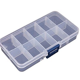 Plastic Stackable Organizer Container with Adjustable Dividers, Snack Box with 10 Removable Grids Compartments for Jewelry Cosmetics Craft Tackle Pills Beads Bolts and Nuts
