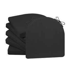 RuzRhyth Chair Cushions for Dining Chairs 6 Pack 35D High-Density Foam Seat Cushions for Kitchen Chairs with Ties Non Slip and Removable Cover Chair Pads 16.5" x 16.5" x 2" (Black)