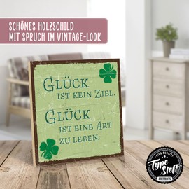 TypeStoff HS-00804 Wooden Sign with Saying - Happiness - Vintage Look with Quote as a Gift and Decoration on the Theme of Motivation, Hygge and Goal