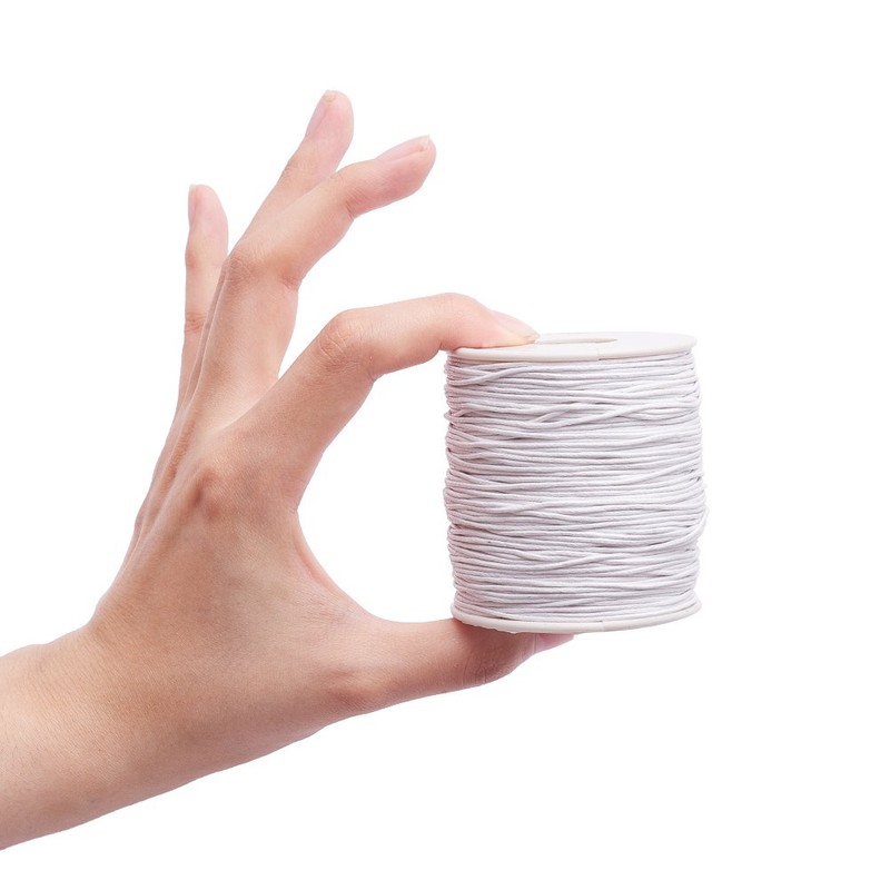 PandaHall 100 Yards/Roll Braided Cotton Cord 1mm Waxed Cotton Cord