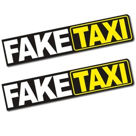 Finest Folia 2 x Sticker Faketaxi 13 x 2.7 cm Fun Sticker Fake Taxi Driver Fun Sticker Hologram Oilslick Sticker for Car Motorcycle Bus Caravan Car Accessories R103 (Normal)