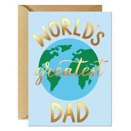 Father’s Day Card – Premium 5x7” Gold Foil Greeting Card for Dad – Thick 300gsm Cardstock, Sturdy Gold Kraft Envelope & Sticker – Glossy Exterior Matte Interior – No Smudging Pre-Written Message Inside