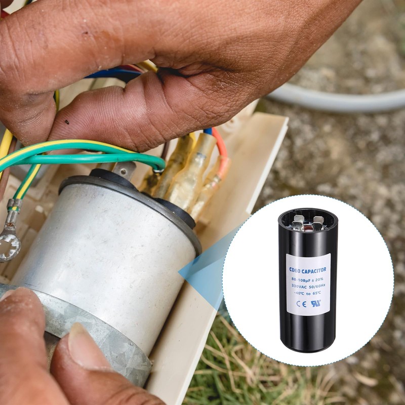 sourcing map CD60 Capacitor 88-108 UF/Mfd, 330 VAC CD60 Run