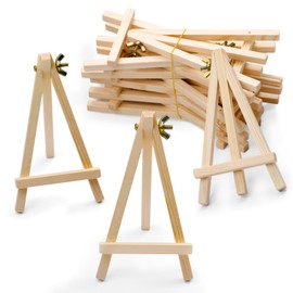 Plazotta 12 Pack 15 x 9 cm Wooden Tabletop Easels with Adjustable Screws, Sturdy Mini Art Display Stands for Canvases, Paintings & Crafts